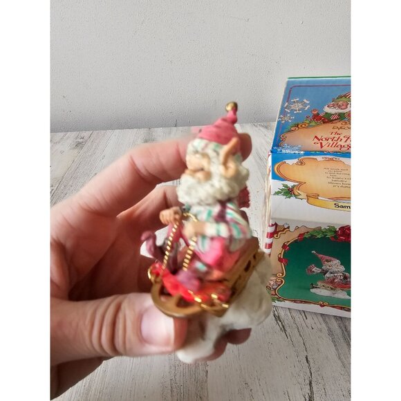 Enesco Sammy elf North Pole sled village zimnicki figurine Xmas vintage - Picture 3 of 9